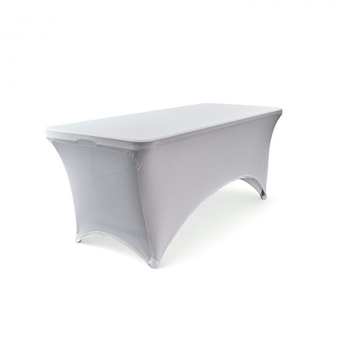 800-PRODES-14 Lot de 2 housses Extensibles Blanches pour Table Rectangulaire