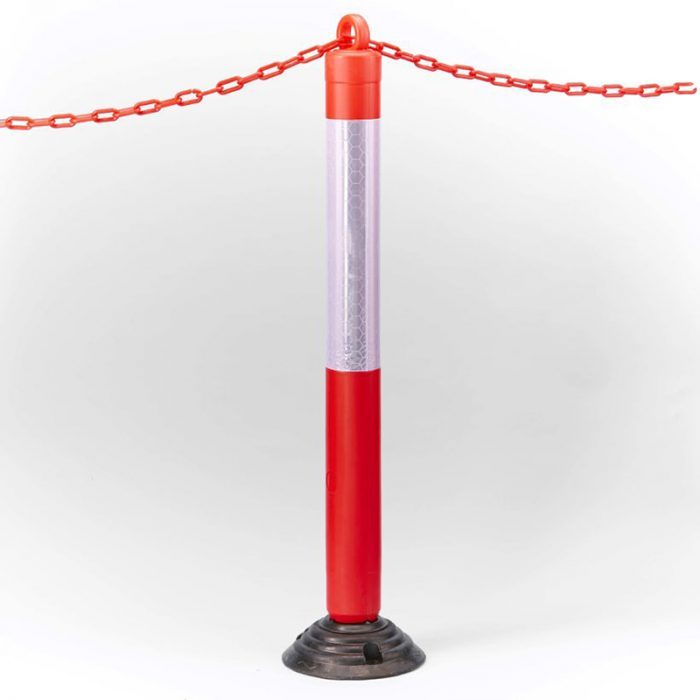 Poteau-de-signalisation-sur-base-flexible-avec-anneau-passe-chaîne1 Poteau de signalisation sur base flexible avec anneau passe chaîne
