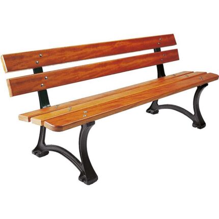 Banc LILI 200 cm Bois Exotique Pieds en Fonte RAL 9005