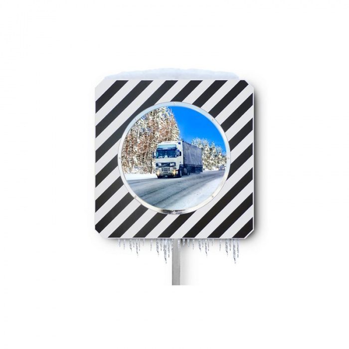 gel-600- Miroir routier en inox avec dispositif ANTIGIVRE - Diamètre 600 mm