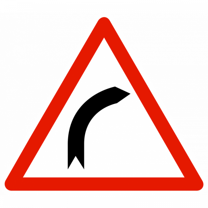 panneau-danger-virage-a-droite-a1a Panneau de danger A1A - Virage à droite