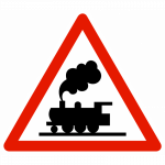 Panneau de danger A8 – Passage à niveau sans barrière ni demi-barrière