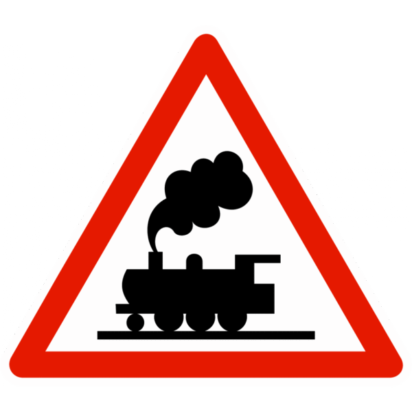 Panneau de danger A8 – Passage à niveau sans barrière ni demi-barrière