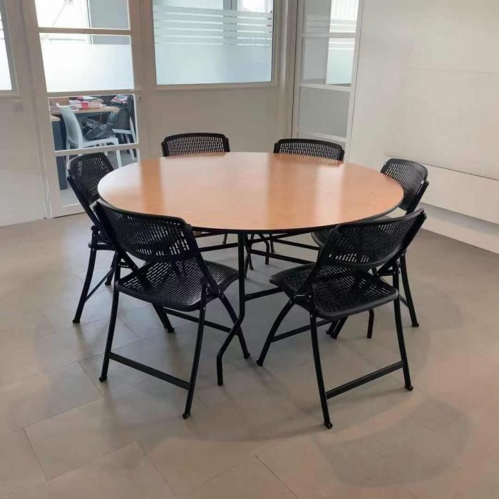 TPRO-152_09_200212 Table pliante ronde diamètre 152 cm Contreplaqué Vernis