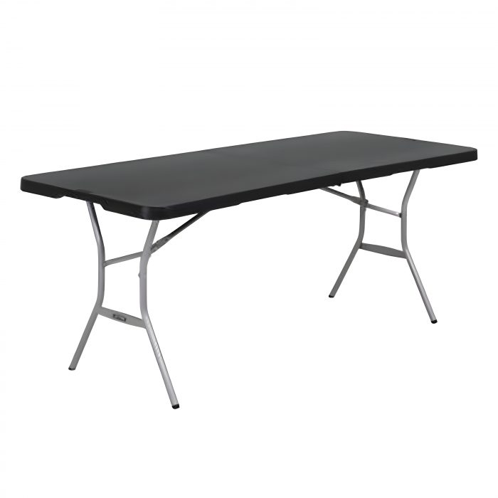 Table rectangulaire 183x76cm Noire pliante en 2 Table rectangulaire LIFETIME 183x76cm Noire pliante en 2