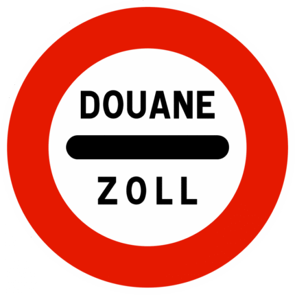 Panneau d’interdiction B4 – Arrêt au poste de douane