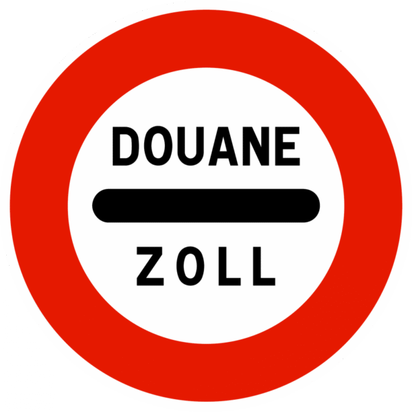 Panneau d’interdiction B4 – Arrêt au poste de douane