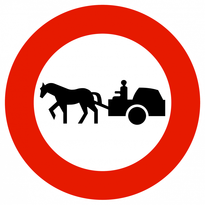 panneau-d-interdictionacces-interdit-aux-vehicules-a-traction-animale-b9c Panneau d'interdiction B9C - Accès interdit aux véhicules à traction animale