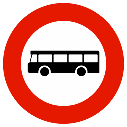 Panneau d'interdiction B9F - Accès interdit aux véhicules de transport en commun