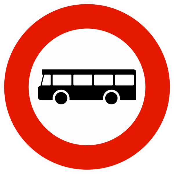 Panneau d'interdiction B9F - Accès interdit aux véhicules de transport en commun