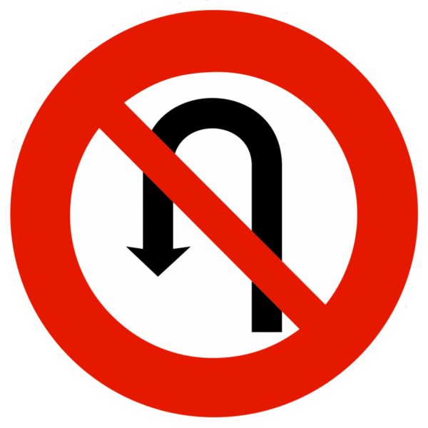 Panneau B2c – Interdiction de faire demi-tour
