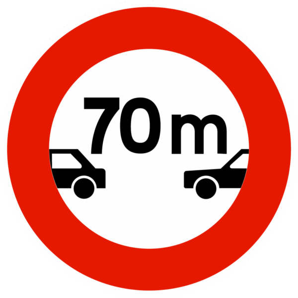 Panneau d'interdiction B17 - Distance à respecter