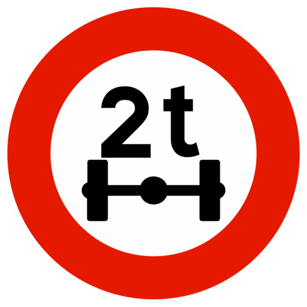Panneau d'interdiction B13a - Limitation de poids par essieu