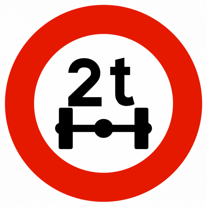 panneau-d-interdictionlimitation-de-poids-par-essieu-b13a Panneau d'interdiction B13a - Limitation de poids par essieu