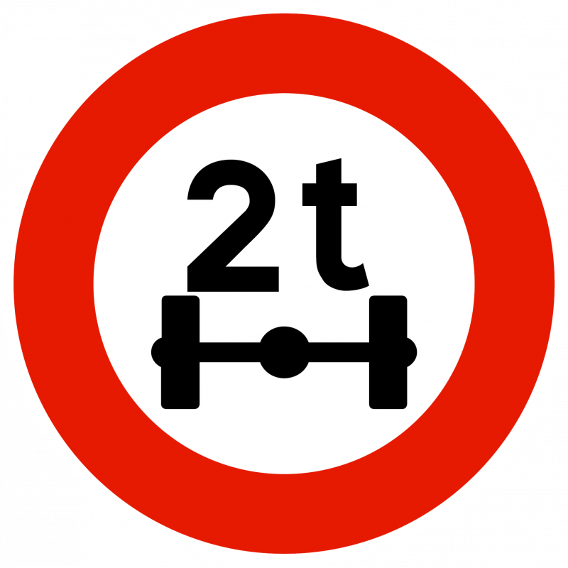 panneau-d-interdictionlimitation-de-poids-par-essieu-b13a Panneau d'interdiction B13a - Limitation de poids par essieu