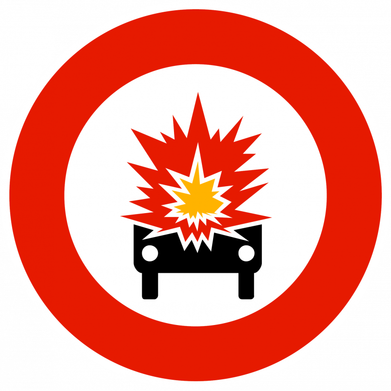 panneau-d-interdictionmatieres-explosives-ou-facilement-inflammables-b18a Panneau B18a - Accès interdit aux véhicules transportant des matières explosives ou facilement inflammables