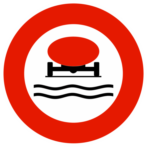 Panneau d'interdiction B18B - Accès interdit aux véhicules transportant des marchandises susceptibles de polluer les eux