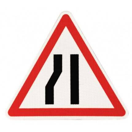Panneau de danger A3B – Chaussée rétrécie par la gauche