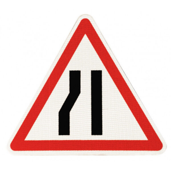 Panneau de danger A3B – Chaussée rétrécie par la gauche