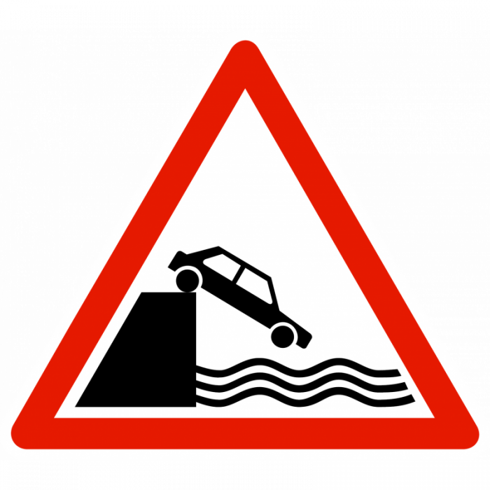 panneau-danger-debouche-sur-un-quai-ou-une-berge-a20 Panneau de danger A20 – Débouché sur un quai ou une berge