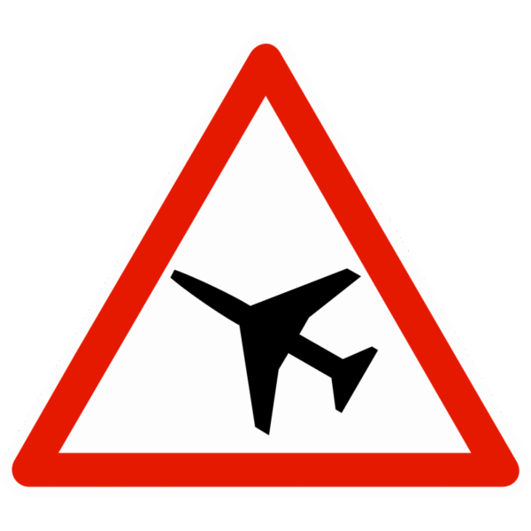 Panneau de danger A23 – Traversée d’une aire de danger aérien