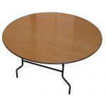 Table pliante ronde diamètre 183cm Contreplaqué Vernis