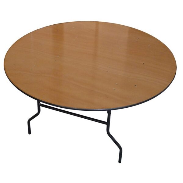 Table pliante ronde diamètre 152 cm Contreplaqué Vernis