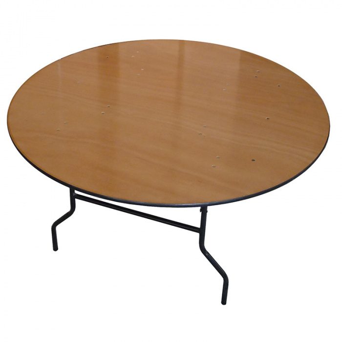 ronde-bois-800 Table pliante ronde diamètre 152 cm Contreplaqué Vernis