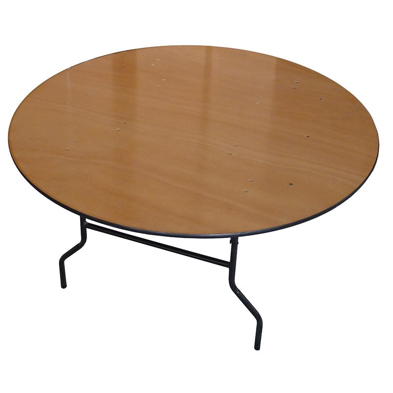 Table pliante ronde diamètre 152 cm Contreplaqué Vernis