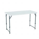 Table 122x61cm LIFETIME - pliante en deux "valise" AJUSTABLE EN HAUTEUR