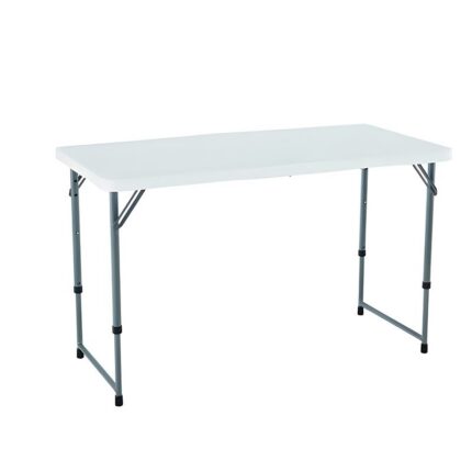 Table 122x61cm LIFETIME - pliante en deux "valise" AJUSTABLE EN HAUTEUR