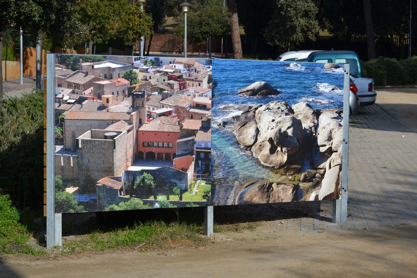 cache conteneur 2 Point de collecte sélective 2 conteneurs