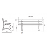 Banc LILI 200 cm Bois Exotique Pieds en Fonte RAL 9005