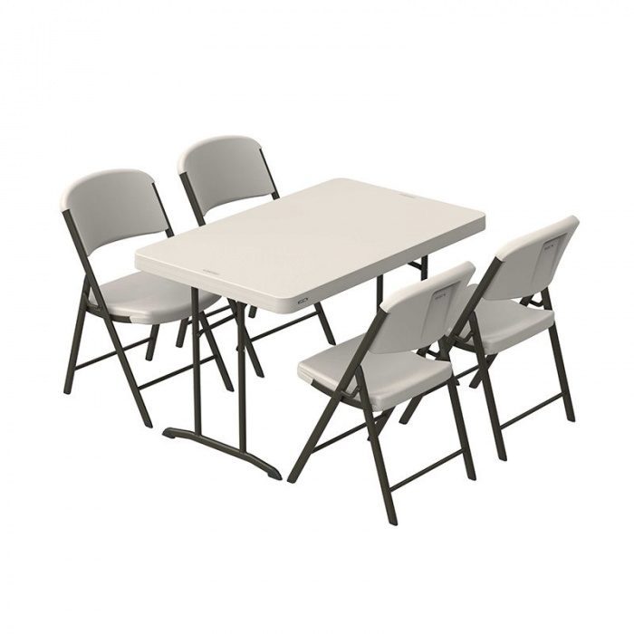 122X76 Table pliante LIFETIME 122x76cm - plateau 6cm - BLANC