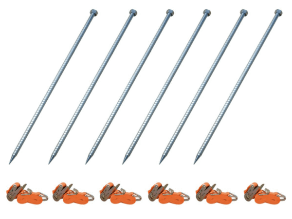 Kit de fixation au sol Pro 6 piquets + 6 sangles
