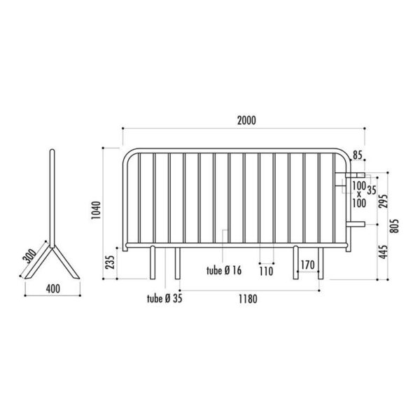 Barrière de police 14 barreaux
