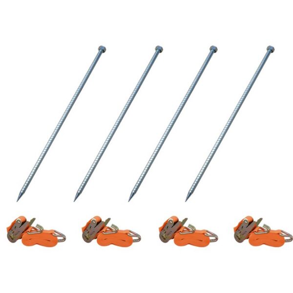 Kit de fixation au sol Pro 4 piquets + 4 sangles