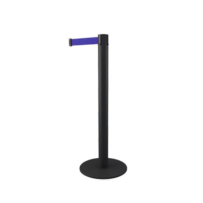 poteau-noir-sangle-bleue-200-cm- Poteau et sangle de guidage