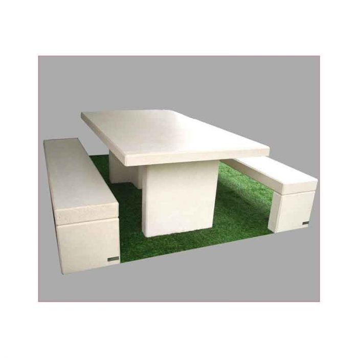 table-beton-blanc-(2) Ensemble Table et Banc en Béton