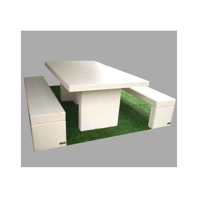 table-beton-blanc-(2) Ensemble Table et Banc en Béton