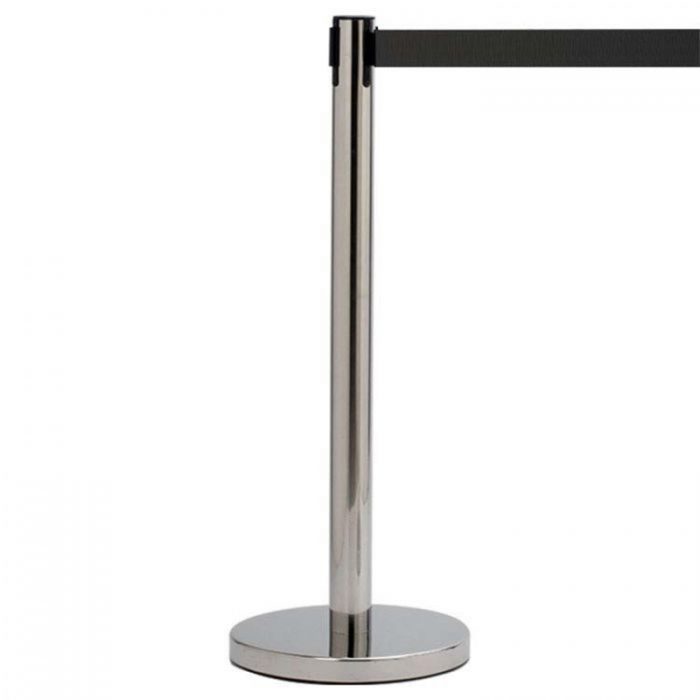 Poteau de guidage à sangle Ecobarrière+ Finition Inox Brillant