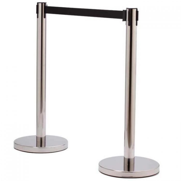 Poteau de guidage à sangle Ecobarrière+ Finition Inox Brillant